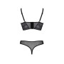 Комплект Passion DROSERA SET black, L/XL, сітка+мереживо, бюстьє та трусики танга