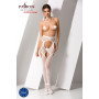 Еротичні колготки-бодістокінги Passion S023 One Size, White, імітація панчіх з ромбами та пояском