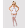 Сатиновий мереживний корсет Obsessive 810-COR-2 babydoll & thong S/M, білий, корсет, танга