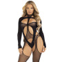 Бодістокінг 2 в 1 Leg Avenue Bodystocking with cutout teddy, One Size, чорний, панчохи-сітки і тедді