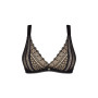Мереживний бюстгальтер із трикутною чашкою Obsessive Estiqua bra M/L, чорний, широкі лямки