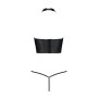 Комплект білизни з відкритими грудьми Passion GENEVIA SET WITH OPEN BRA S/M black, корсет, стрінги