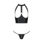 Комплект білизни з відкритими грудьми Passion GENEVIA SET WITH OPEN BRA S/M black, корсет, стрінги