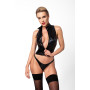 Топ Noir Handmade F324 Glam, 3XL, black, халтер, на блискавці, вінілові вставки, комір-стійка