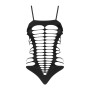 Бодістокінг із поперечними вирізами Obsessive B122 teddy S/M/L, чорний