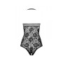 Бодістокінг з імітацією корсетної шнурівки Passion BS094 One Size, white, квітковий візерунок, з дос