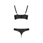 Комплект з екошкіри з люверсами та ремінцями Passion MALWIA BIKINI XXL/XXXL, black, бра та трусики