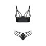 Комплект з екошкіри з люверсами та ремінцями Passion MALWIA BIKINI XXL/XXXL, black, бра та трусики
