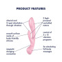 Двосторонній вібратор-кролик Satisfyer Triple Oh Pink, 3 мотори, руків’я-масажер