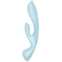 Двосторонній вібратор-кролик Satisfyer Triple Oh Light Blue, 3 мотори, руків’я-масажер