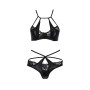 Комплект белья Passion Exclusive NAVEL SET XXL/XXXL, black, трусики и лиф с элементами под латекс
