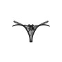 Трусики-стрінги Obsessive Blomentis thong, M/L, чорні, мереживні, боковинки — подвійні смужки