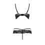 Комплект білизни Passion Exclusive SARIA SET OpenBra L/XL, black, стрепи, відкритий ліф, стрінги