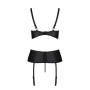 Корсет з відкритими грудьми Passion JANNIES CORSET L/XL black, стрінги в наборі