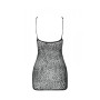 Ажурна мінісукня на тонких бретелях Passion BS096 One Size, black, плетіння на грудях