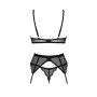 Комплект Obsessive Chemeris 3-pcs set XL/2XL, стрінги, пояс для панчіх, бюстгальтер
