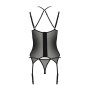 Корсет Passion DROSERA CORSET black, L/XL, з кріпленнями для панчіх, трусики в комплекті