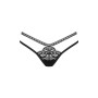 Трусики-стрінги Obsessive Blomentis thong, XS/S, чорні, мереживні, боковинки — подвійні смужки