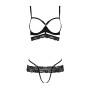 Комплект білизни Passion Exclusive SARIA SET OpenBra XXL/XXXL black, стрепи, відкритий ліф, стрінги