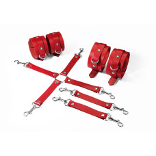 Набір для БДСМ Feral Feelings BDSM Kit 3 Red, наручники, поножі, хрестовина