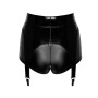 Шортики Noir Handmade F325 Glam, S, black, вініл, висока талія, кріплення для панчіх, з доступом