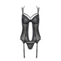 Корсет Passion DROSERA CORSET black, XXL/XXXL, з кріпленнями для панчіх, трусики в комплекті