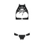 Комплект відкритий топ та трусики з екошкіри з люверсами Passion MALWIA SET OpenBra XXL/XXXL, black