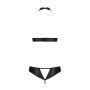 Комплект відкритий топ та трусики з екошкіри з люверсами Passion MALWIA SET OpenBra XXL/XXXL, black