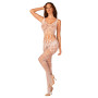 Сітчастий бодістокінг з імітацією топа та шортів Obsessive Bodystocking G330 S/M/L, white, з доступо