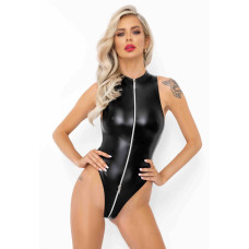 Боді з мокрим ефектом Noir Handmade F294 Powerwetlook bodysuit with front zipper, M