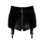 Шортики Noir Handmade F325 Glam, XL, black, вініл, висока талія, кріплення для панчіх, з доступом