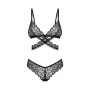 Комплект Obsessive Blomentis 2-pcs set, XS/S, мереживний, ліф із зав’язками на спині, трусики-сліпи