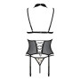 Корсет з відкритими грудьми Passion DOMINICA CORSET S/M beige, пажі для панчіх, стрінги