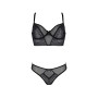 Комплект Passion DROSERA SET black S/M, сітка+мереживо, бюстьє та трусики танга