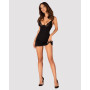 Сорочка Obsessive Bellastia chemise & thong, XS/S, непрозора, фігурне декольте, стрінги в наборі