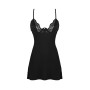 Сорочка Obsessive Bellastia chemise & thong, XS/S, непрозора, фігурне декольте, стрінги в наборі