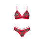 Комплект Obsessive Ms Merrilo 2-pcs set, M/L, м’який бюстгальтер та трусики з доступом і з помпоном