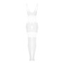 Сітчастий бодістокінг з імітацією топа та шортів Obsessive Bodystocking G330 XL/XXL, white, з доступом