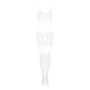 Сітчастий бодістокінг з імітацією топа та шортів Obsessive Bodystocking G330 XL/XXL, white, з доступом