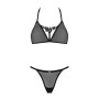 Напівпрозорий комплект Obsessive Celia Noir 2-pcs set XL/2XL, бюстгальтер, стрінги