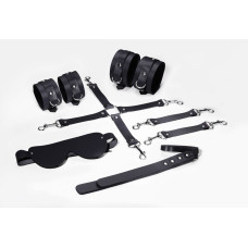Набір Feral Feelings BDSM Kit 5 Black, наручники, поножі, хрестовина, маска, падл