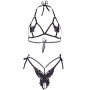 Еротичний комплект з відкритою чашкою Leg Avenue Open cup bra and pearl panty One Size Black