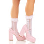 Шкарпетки ажурні Leg Avenue Mini Bow Lace Anklet, білі, з рюшами, декор — бантики