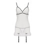 Сорочка прозора з пажами Passion ORIHIME CHEMISE XXL/XXXL, white, трусики, стрепи