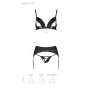 Комплект з екошкіри Passion MILEY SET S/M, black, трусики, бюстгальтер, пояс для панчіх