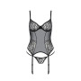 Корсет Passion LEAFA CORSET black, XXL/XXXL, м'які чашки, затискачі для панчіх, стрінги в комплекті