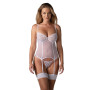 Корсет Obsessive Alissium corset&thong XS/S, гнучкі кісточки, відкрита спина, стрінги в комплекті