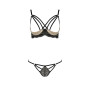 Комплект білизни Passion Exclusive VALERY SET OpenBra L/XL, black, стрепи, трусики, відкритий ліф