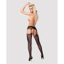 Сітчасті панчохи-стокінги з мереживним поясом Obsessive Garter stockings S307 S/M/L, чорні, імітація