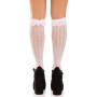 Гольфи ажурні Leg Avenue Sweetheart Ruffle Cuff Knee Highs, білі, малюнок-сердечка